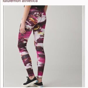 lululemon athletica Pink & Black Abstract Print High-Rise Leggings